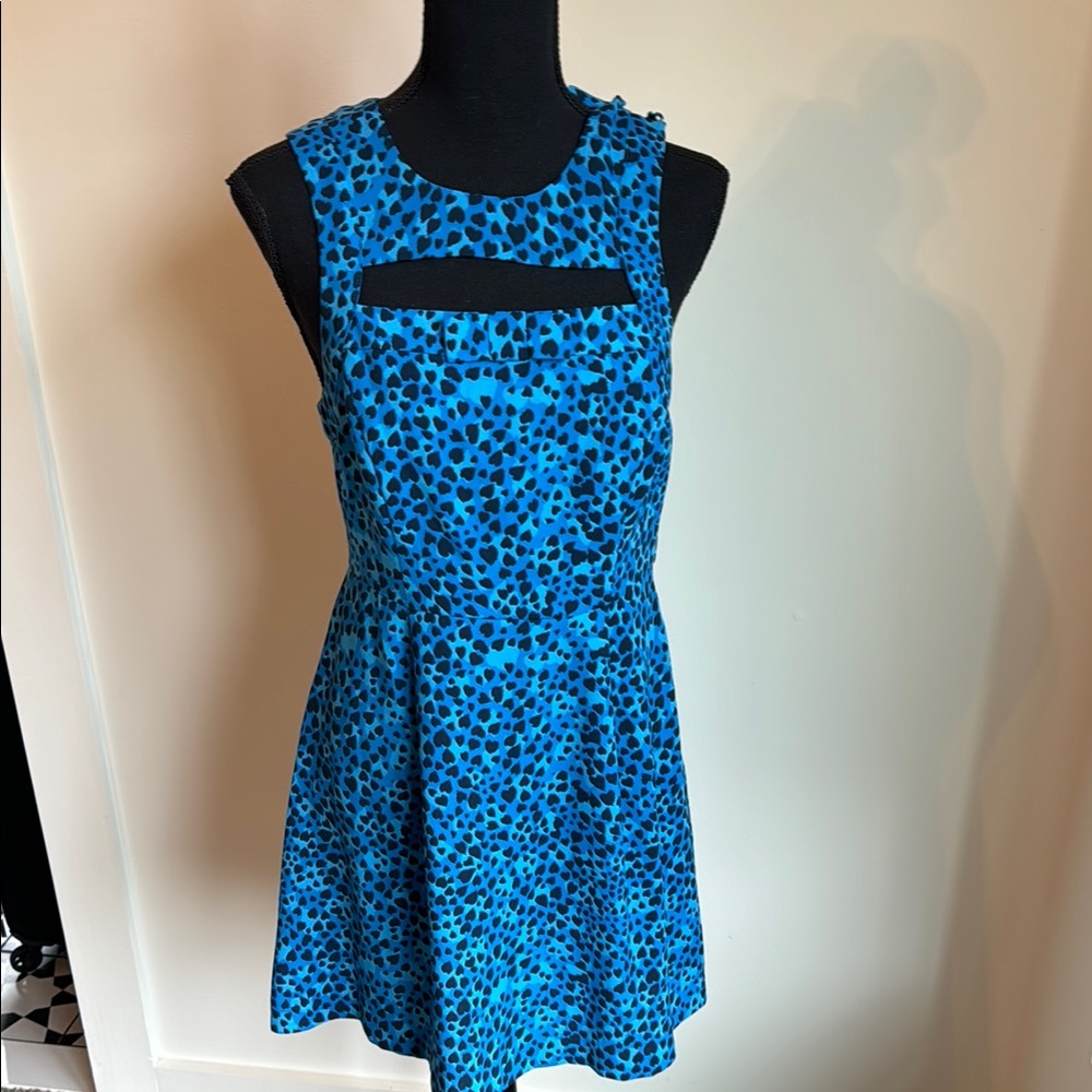 Kimchi Blue Vibrant Blue and Black Patterned Dress